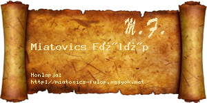 Miatovics Fülöp névjegykártya
